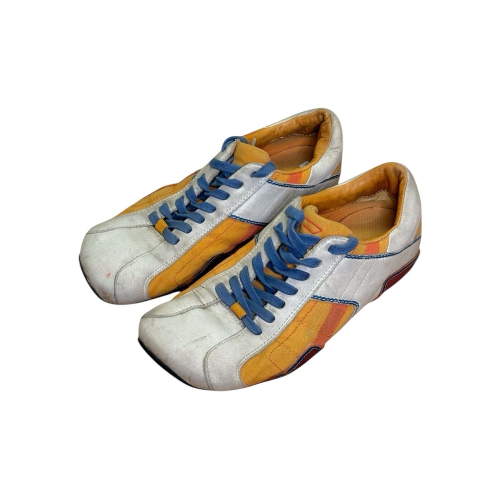 Vintage Diesel White Orange Canvass Leather Sneakers